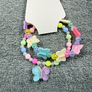 Pink and Blue Butterfly Charm Jewelry Set